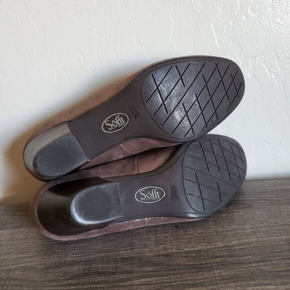 Sofft Lindon Block Heel Leather Pumps Metallic Taupe Women's 7.5 Slip-On Comfort - Picture 8 of 10